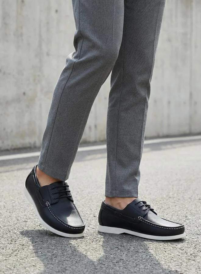 Styli black Men Black Classic Boat Shoes for Men | Best Price UAE